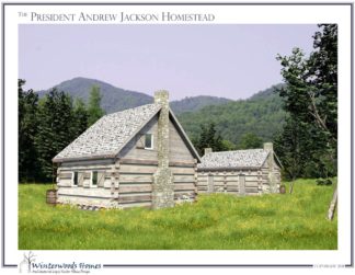 Perspective rendering of The President Andrew Jackson Homestead cottage home plan