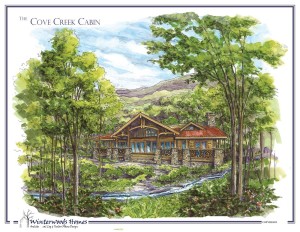 The Cove Creek log cabin plan rendering