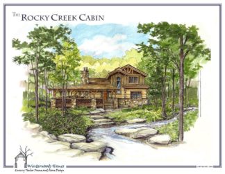 Rocky Creek log cabin plan rendering