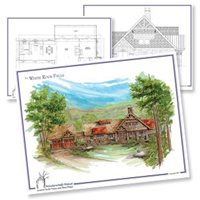 Architectural designs and renderings of log cabins
