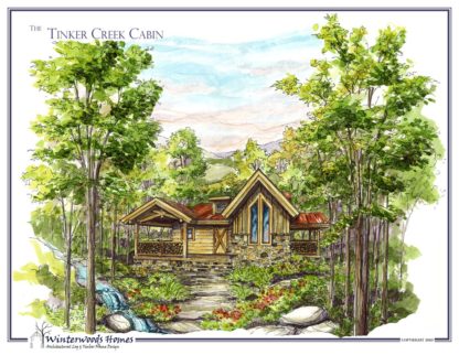 Tinker Creek log cabin plan rendering