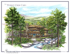 Whiskey Creek log cabin plan rendering