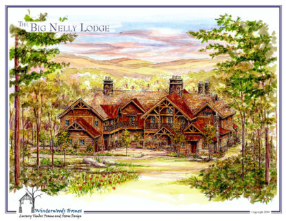 The Big Nelly large log cabin plan rendering