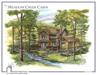 Meadow Creek log cabin plan rendering