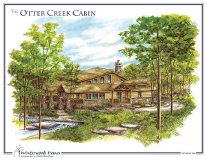 Otter Creek log cabin plan rendering