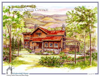 The Pumpkin Creek log cabin plan rendering