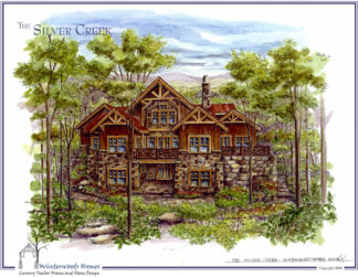 The Silver Creek log cabin plan rendering