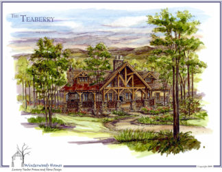 The Teaberry log cabin plan rendering