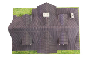 Top view of 3D model of our Checkerberry log house plan