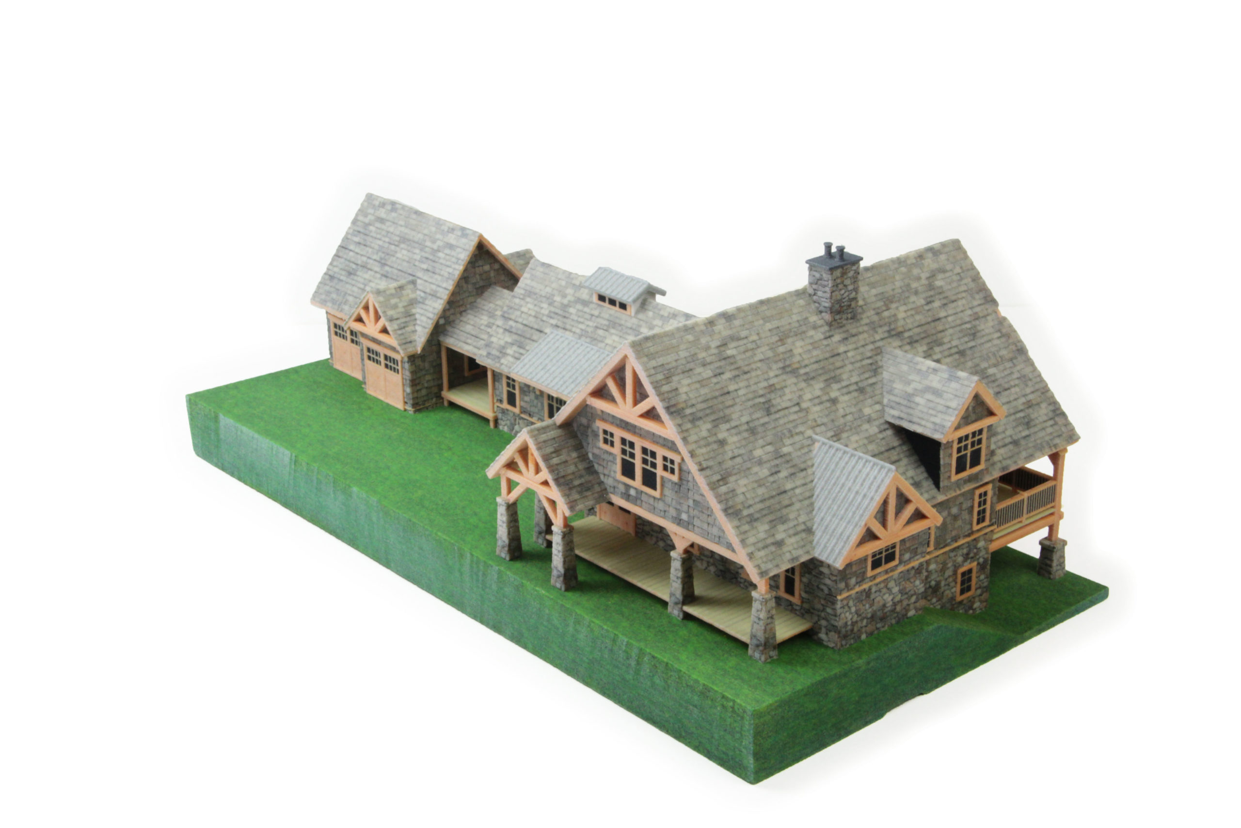 Front of 3D model of our White Rocks Falls cabin plan