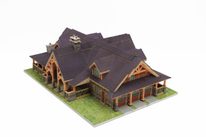 Side and garage of our Checkerberry log house plan