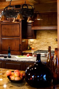 Kitchen detail within one of our log houses