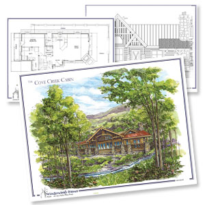 Cabin design and architectural renderings