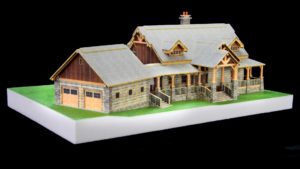 3D cabin design front and garage