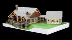 3D cabin design rear and side of home