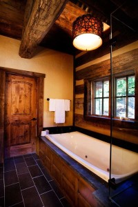 Bathroom and tub in one of our log house plans